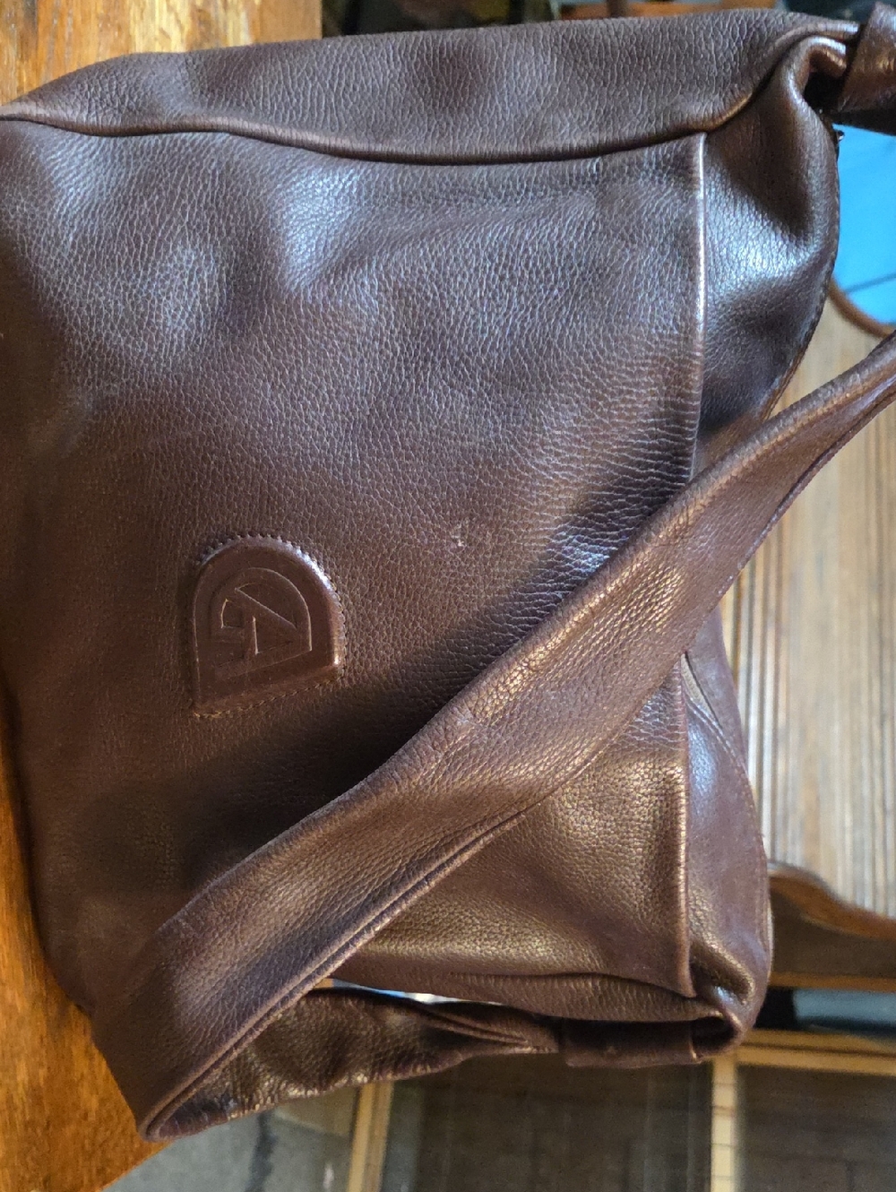 Leather Crossbody Messenger Bag - Brown